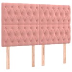 vidaXL Tăblie de pat cu LED, roz, 160x7x118/128 cm, catifea vidaXL Tăblie de pat cu LED, roz, 160x7x118/128 cm, catifea