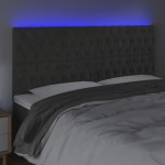vidaXL Tăblie de pat cu LED, gri închis, 180x7x118/128 cm, catifea