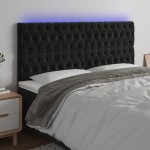 vidaXL Tăblie de pat cu LED, negru, 180x7x118/128 cm, catifea vidaXL Tăblie de pat cu LED, negru, 180x7x118/128 cm, catifea