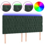 vidaXL Tăblie de pat cu LED, verde închis, 180x7x118/128 cm, catifea vidaXL Tăblie de pat cu LED, verde închis, 180x7x118/128 cm, catifea