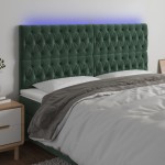 vidaXL Tăblie de pat cu LED, verde închis, 180x7x118/128 cm, catifea vidaXL Tăblie de pat cu LED, verde închis, 180x7x118/128 cm, catifea