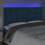 vidaXL Tăblie de pat cu LED, albastru închis, 180x7x118/128cm, catifea