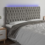 vidaXL Tăblie de pat cu LED, gri deschis, 200x7x118/128 cm, catifea vidaXL Tăblie de pat cu LED, gri deschis, 200x7x118/128 cm, catifea