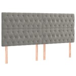 vidaXL Tăblie de pat cu LED, gri deschis, 200x7x118/128 cm, catifea vidaXL Tăblie de pat cu LED, gri deschis, 200x7x118/128 cm, catifea