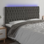 vidaXL Tăblie de pat cu LED, gri închis, 200x7x118/128 cm, textil vidaXL Tăblie de pat cu LED, gri închis, 200x7x118/128 cm, textil