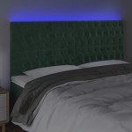 vidaXL Tăblie de pat cu LED, verde închis, 200x7x118/128 cm, catifea vidaXL Tăblie de pat cu LED, verde închis, 200x7x118/128 cm, catifea