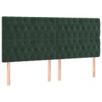 vidaXL Tăblie de pat cu LED, verde închis, 200x7x118/128 cm, catifea vidaXL Tăblie de pat cu LED, verde închis, 200x7x118/128 cm, catifea