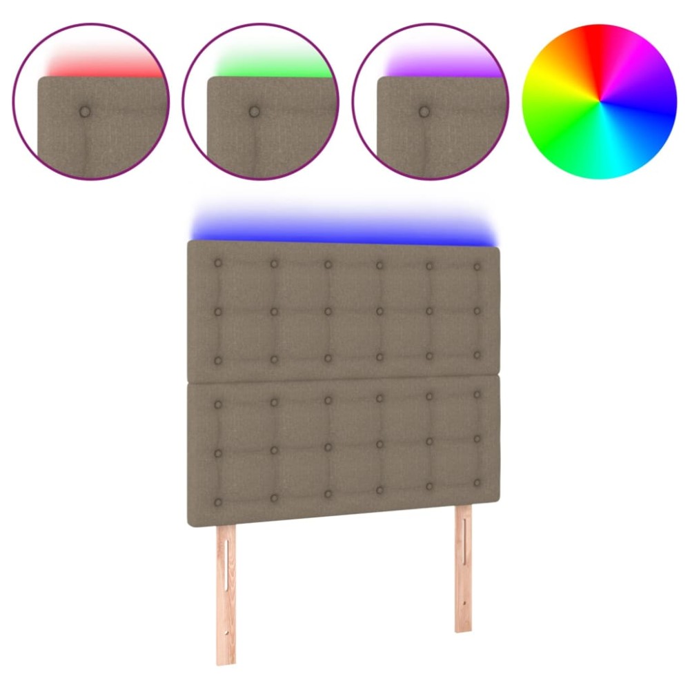 vidaXL Tăblie de pat cu LED, gri taupe, 90x5x118/128 cm, textil