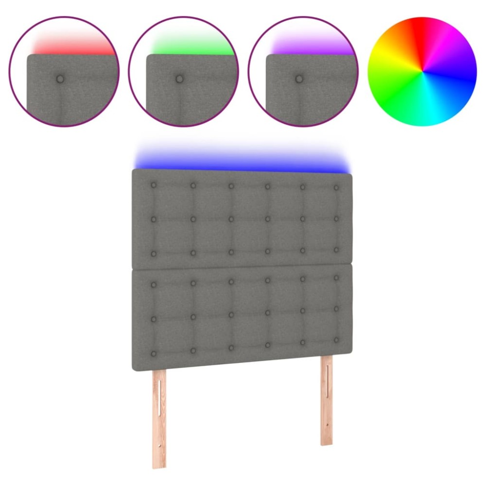 vidaXL Tăblie de pat cu LED, gri închis, 100x5x118/128 cm, textil