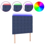 vidaXL Tăblie de pat cu LED, albastru, 100x5x118/128 cm, textil vidaXL Tăblie de pat cu LED, albastru, 100x5x118/128 cm, textil