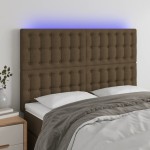 vidaXL Tăblie de pat cu LED, maro închis, 144x5x118/128 cm, textil vidaXL Tăblie de pat cu LED, maro închis, 144x5x118/128 cm, textil
