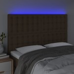 vidaXL Tăblie de pat cu LED, maro închis, 144x5x118/128 cm, textil vidaXL Tăblie de pat cu LED, maro închis, 144x5x118/128 cm, textil
