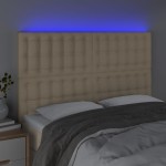 vidaXL Tăblie de pat cu LED, crem, 144x5x118/128 cm, textil vidaXL Tăblie de pat cu LED, crem, 144x5x118/128 cm, textil