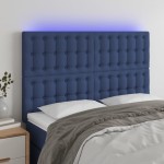 vidaXL Tăblie de pat cu LED, albastru, 144x5x118/128 cm, textil vidaXL Tăblie de pat cu LED, albastru, 144x5x118/128 cm, textil