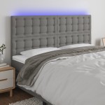 vidaXL Tăblie de pat cu LED, gri închis, 160x5x118/128 cm, textil vidaXL Tăblie de pat cu LED, gri închis, 160x5x118/128 cm, textil