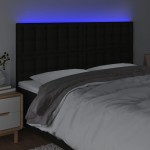vidaXL Tăblie de pat cu LED, negru, 160x5x118/128 cm, textil vidaXL Tăblie de pat cu LED, negru, 160x5x118/128 cm, textil