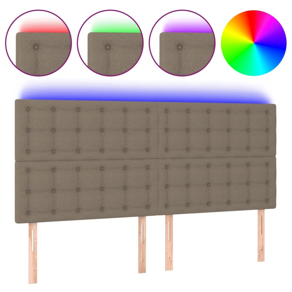 vidaXL Tăblie de pat cu LED, gri taupe, 180x5x118/128 cm, textil