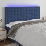 vidaXL Tăblie de pat cu LED, albastru, 180x5x118/128 cm, textil vidaXL Tăblie de pat cu LED, albastru, 180x5x118/128 cm, textil