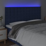 vidaXL Tăblie de pat cu LED, albastru, 180x5x118/128 cm, textil vidaXL Tăblie de pat cu LED, albastru, 180x5x118/128 cm, textil