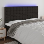 vidaXL Tăblie de pat cu LED, negru, 200x5x118/128 cm, textil vidaXL Tăblie de pat cu LED, negru, 200x5x118/128 cm, textil