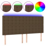 vidaXL Tăblie de pat cu LED, maro închis, 200x5x118/128 cm, textil vidaXL Tăblie de pat cu LED, maro închis, 200x5x118/128 cm, textil