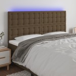 vidaXL Tăblie de pat cu LED, maro închis, 200x5x118/128 cm, textil vidaXL Tăblie de pat cu LED, maro închis, 200x5x118/128 cm, textil