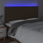 vidaXL Tăblie de pat cu LED, maro închis, 200x5x118/128 cm, textil vidaXL Tăblie de pat cu LED, maro închis, 200x5x118/128 cm, textil