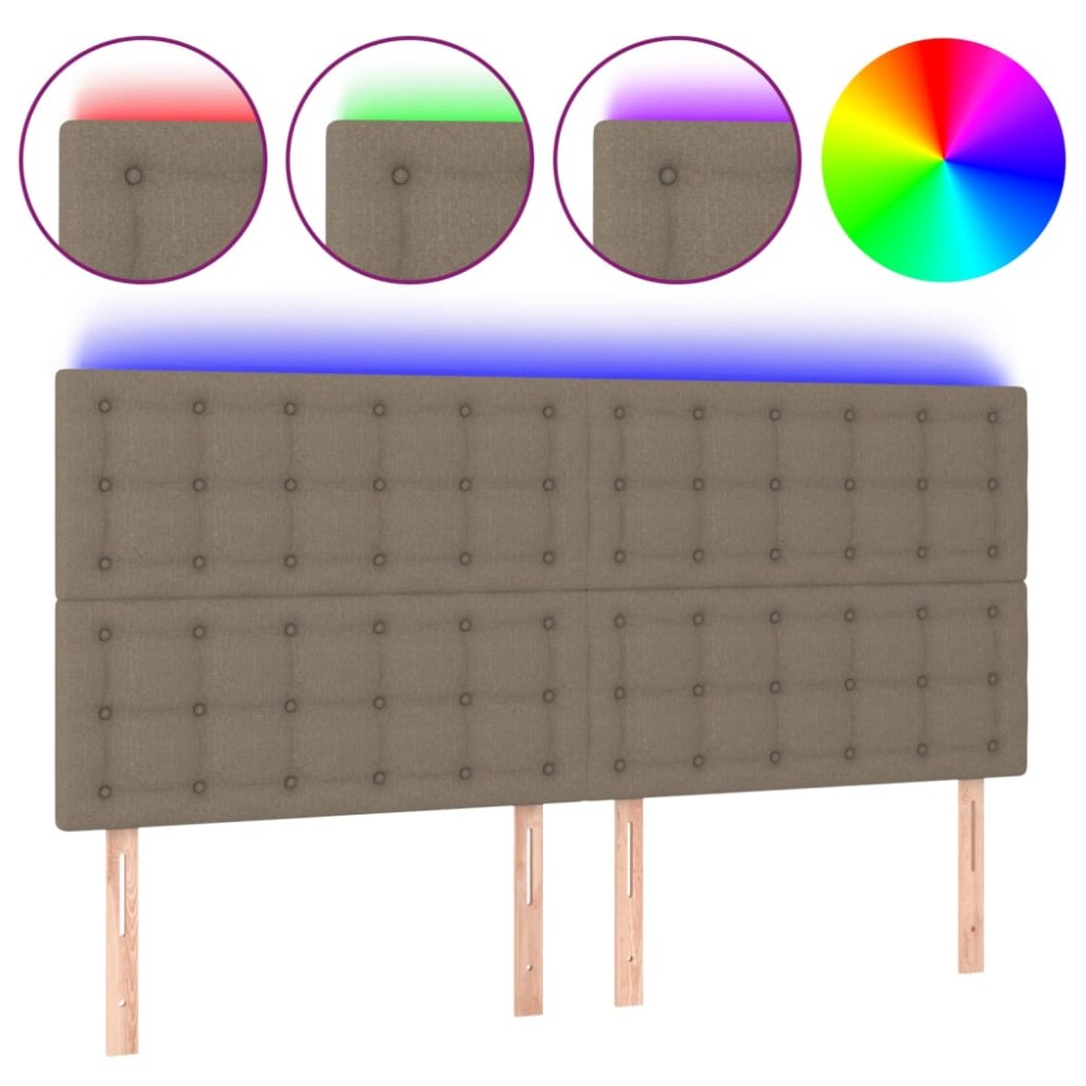 vidaXL Tăblie de pat cu LED, gri taupe, 200x5x118/128 cm, textil