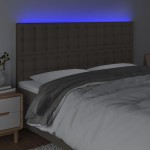 vidaXL Tăblie de pat cu LED, gri taupe, 200x5x118/128 cm, textil vidaXL Tăblie de pat cu LED, gri taupe, 200x5x118/128 cm, textil