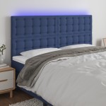 vidaXL Tăblie de pat cu LED, albastru, 200x5x118/128 cm, textil vidaXL Tăblie de pat cu LED, albastru, 200x5x118/128 cm, textil