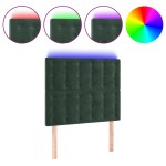 vidaXL Tăblie de pat cu LED, verde închis, 80x5x118/128 cm, catifea vidaXL Tăblie de pat cu LED, verde închis, 80x5x118/128 cm, catifea