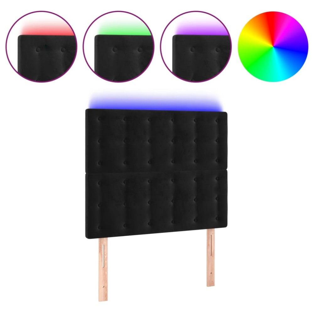vidaXL Tăblie de pat cu LED, negru, 90x5x118/128 cm, catifea