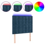 vidaXL Tăblie de pat cu LED Albastru închis 90x5x118/128 cm catifea vidaXL Tăblie de pat cu LED Albastru închis 90x5x118/128 cm catifea