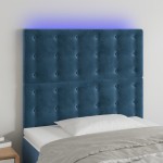 vidaXL Tăblie de pat cu LED Albastru închis 90x5x118/128 cm catifea vidaXL Tăblie de pat cu LED Albastru închis 90x5x118/128 cm catifea