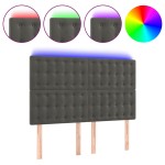 vidaXL Tăblie de pat cu LED, gri închis, 144x5x118/128 cm, catifea vidaXL Tăblie de pat cu LED, gri închis, 144x5x118/128 cm, catifea