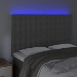 vidaXL Tăblie de pat cu LED, gri închis, 144x5x118/128 cm, catifea vidaXL Tăblie de pat cu LED, gri închis, 144x5x118/128 cm, catifea