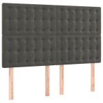 vidaXL Tăblie de pat cu LED, gri închis, 144x5x118/128 cm, catifea vidaXL Tăblie de pat cu LED, gri închis, 144x5x118/128 cm, catifea
