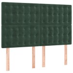 vidaXL Tăblie de pat cu LED, verde închis, 144x5x118/128 cm, catifea