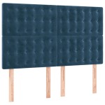 vidaXL Tăblie de pat cu LED, albastru închis, 144x5x118/128cm, catifea