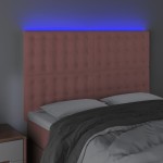 vidaXL Tăblie de pat cu LED, roz, 144x5x118/128 cm, catifea