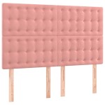 vidaXL Tăblie de pat cu LED, roz, 144x5x118/128 cm, catifea
