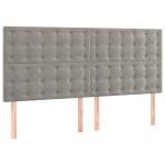 vidaXL Tăblie de pat cu LED, gri deschis, 160x5x118/128 cm, catifea vidaXL Tăblie de pat cu LED, gri deschis, 160x5x118/128 cm, catifea