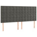 vidaXL Tăblie de pat cu LED, gri închis, 160x5x118/128 cm, catifea vidaXL Tăblie de pat cu LED, gri închis, 160x5x118/128 cm, catifea