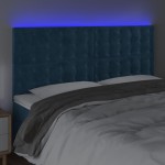 vidaXL Tăblie de pat cu LED, albastru închis, 160x5x118/128cm, catifea