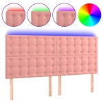 vidaXL Tăblie de pat cu LED, roz, 160x5x118/128 cm, catifea
