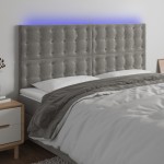 vidaXL Tăblie de pat cu LED, gri deschis, 180x5x118/128 cm, catifea vidaXL Tăblie de pat cu LED, gri deschis, 180x5x118/128 cm, catifea