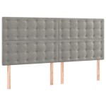 vidaXL Tăblie de pat cu LED, gri deschis, 180x5x118/128 cm, catifea vidaXL Tăblie de pat cu LED, gri deschis, 180x5x118/128 cm, catifea