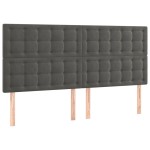 vidaXL Tăblie de pat cu LED, gri închis, 180x5x118/128 cm, catifea vidaXL Tăblie de pat cu LED, gri închis, 180x5x118/128 cm, catifea