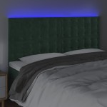 vidaXL Tăblie de pat cu LED, verde închis, 180x5x118/128 cm, catifea