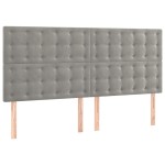 vidaXL Tăblie de pat cu LED, gri deschis, 200x5x118/128 cm, catifea vidaXL Tăblie de pat cu LED, gri deschis, 200x5x118/128 cm, catifea